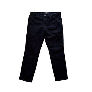 New Lucky Brand Sofia‎ Capri Jean Sz 12/31 Black Curvy teal accent Lucky You zip